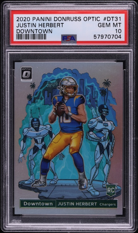 2020 Donruss Optic Downtown Justin Herbert ROOKIE #DT-31 PSA 10 GEM MINT