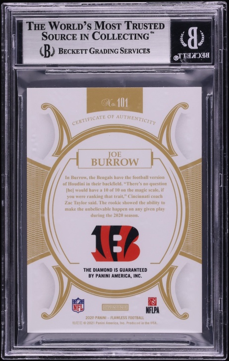 2020 Panini Flawless Diamonds Joe Burrow ROOKIE /7 #101 BGS 9 MINT