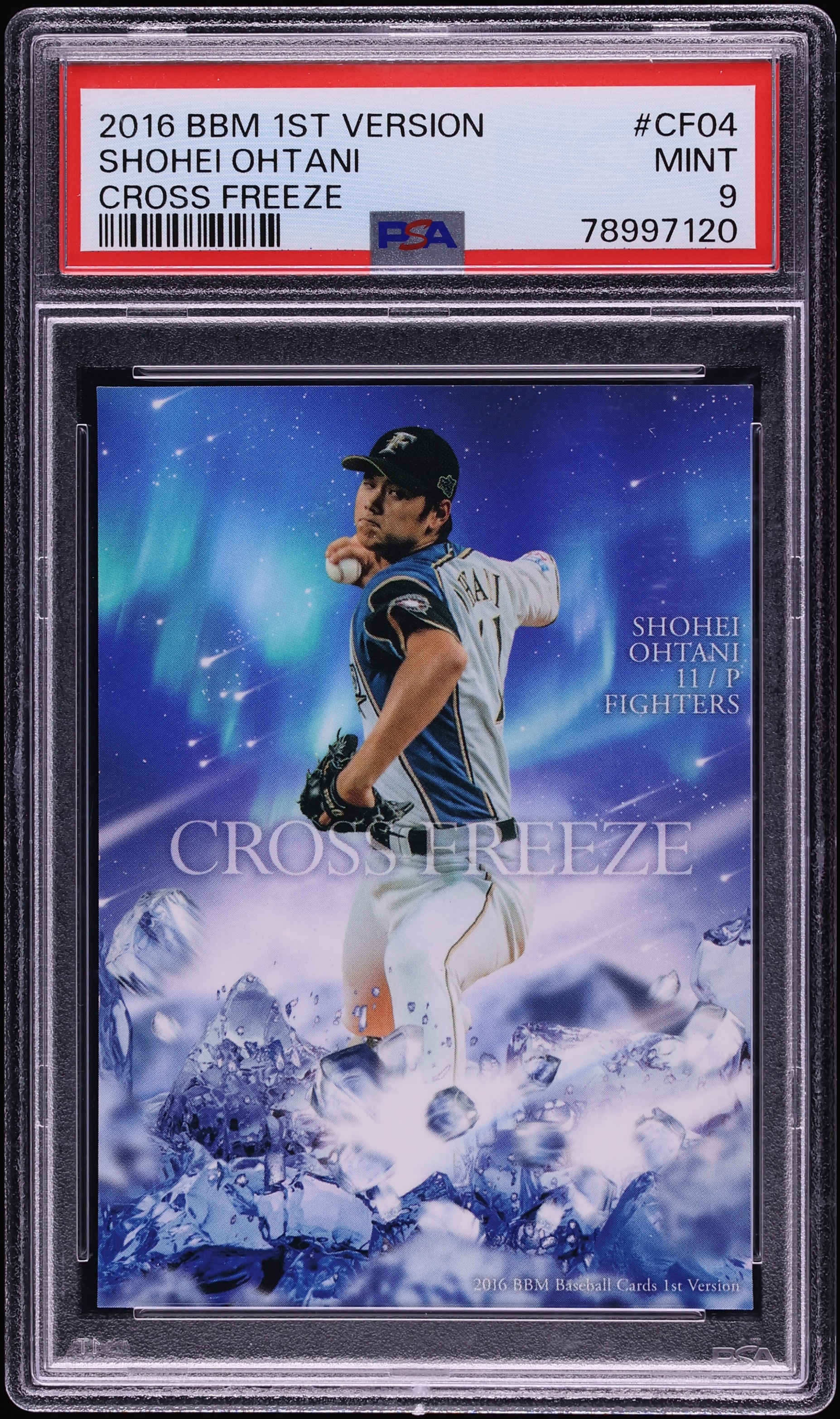BBM 2016 1st 大谷翔平 CROSS FREEZE CF04 2016 BBM 1st Version Cross Freeze Shohei Ohtani ROOKIE #CF04 PSA 9