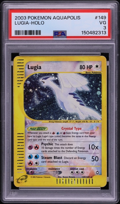 2003 Pokemon Aquapolis Holo Lugia #149 PSA 3 VG