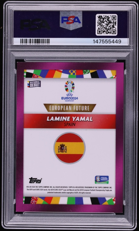 2024 Topps Jose Mourinho Platinum UEFA Euro European Future Purple Lamine Yamal AUTO /25 PSA 8