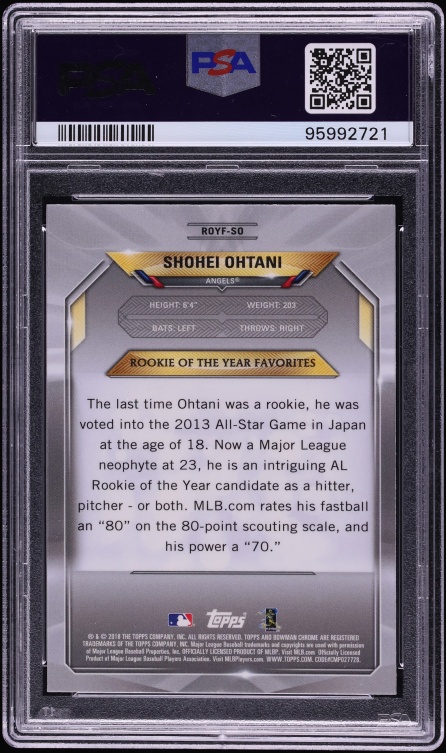 2018 Bowman Chrome Mega Box Favorites Shohei Ohtani ROOKIE #ROYF-SO PSA 9 MINT