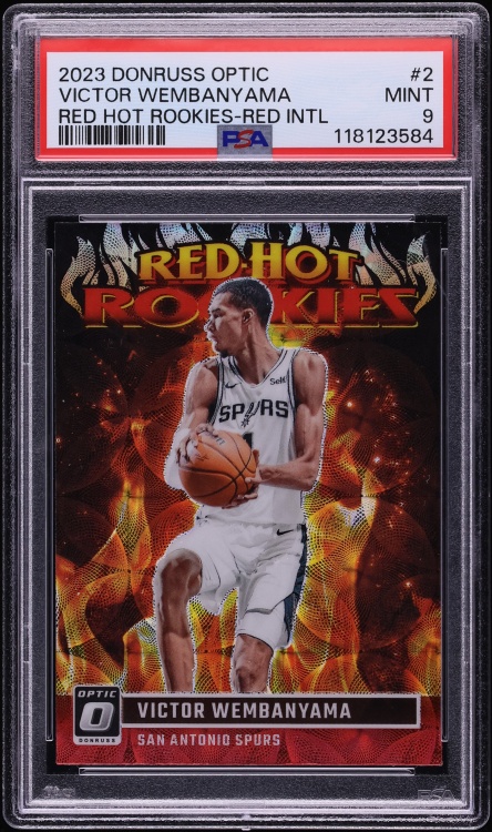 2023 Donruss Optic Red Hot Rookies Red International Victor Wembanyama ROOKIE #2 PSA 9 MINT
