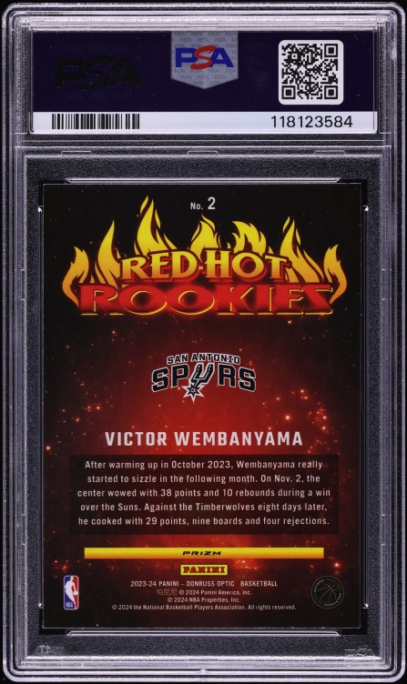 2023 Donruss Optic Red Hot Rookies Red International Victor Wembanyama ROOKIE #2 PSA 9 MINT