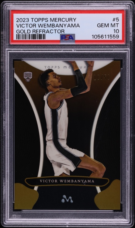 2023 Topps Mercury Gold Refractor Victor Wembanyama ROOKIE /50 #5 PSA 10 GEM MINT