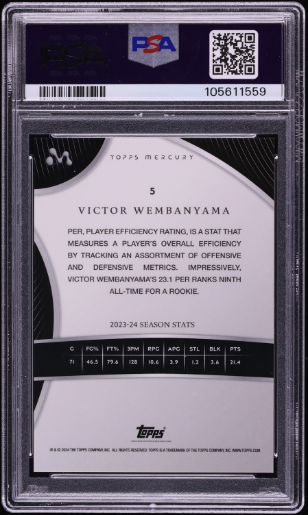 2023 Topps Mercury Gold Refractor Victor Wembanyama ROOKIE /50 #5 PSA 10 GEM MINT