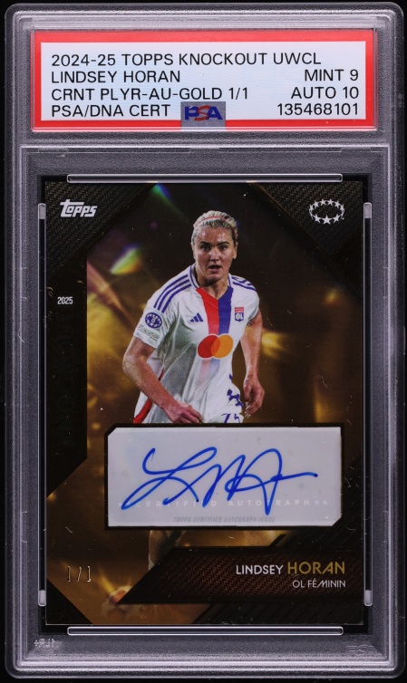2024 Topps Knockout Uefa Women's Champions League Gold Lindsey Horan AUTO DNA 10 1/1 PSA 9 MINT