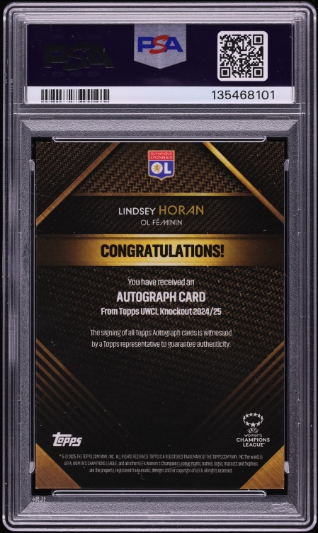 2024 Topps Knockout Uefa Women's Champions League Gold Lindsey Horan AUTO DNA 10 1/1 PSA 9 MINT