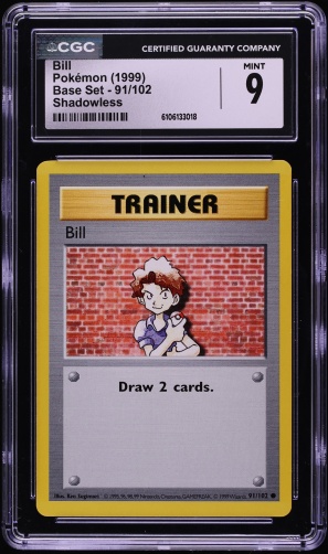 1999 Pokemon Base Set Shadowless Bill #91 CGC 9 MINT