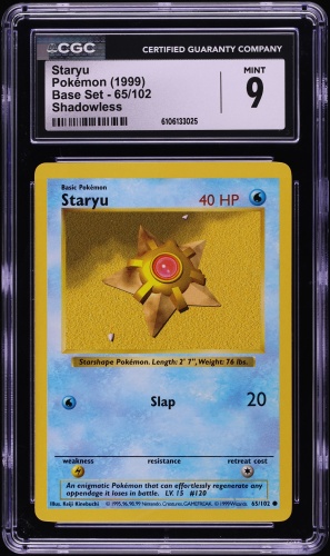 1999 Pokemon Base Set Shadowless Staryu #65 CGC 9 MINT