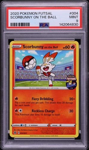 2020 Pokemon Sword & Shield Futsal Scorbunny On The Ball #4 PSA 9 MINT