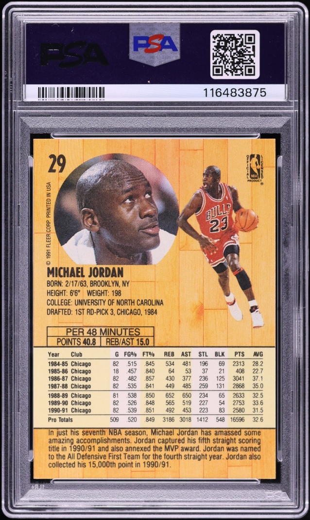 1991 Fleer Basketball Michael Jordan #29 PSA 6 EXMT