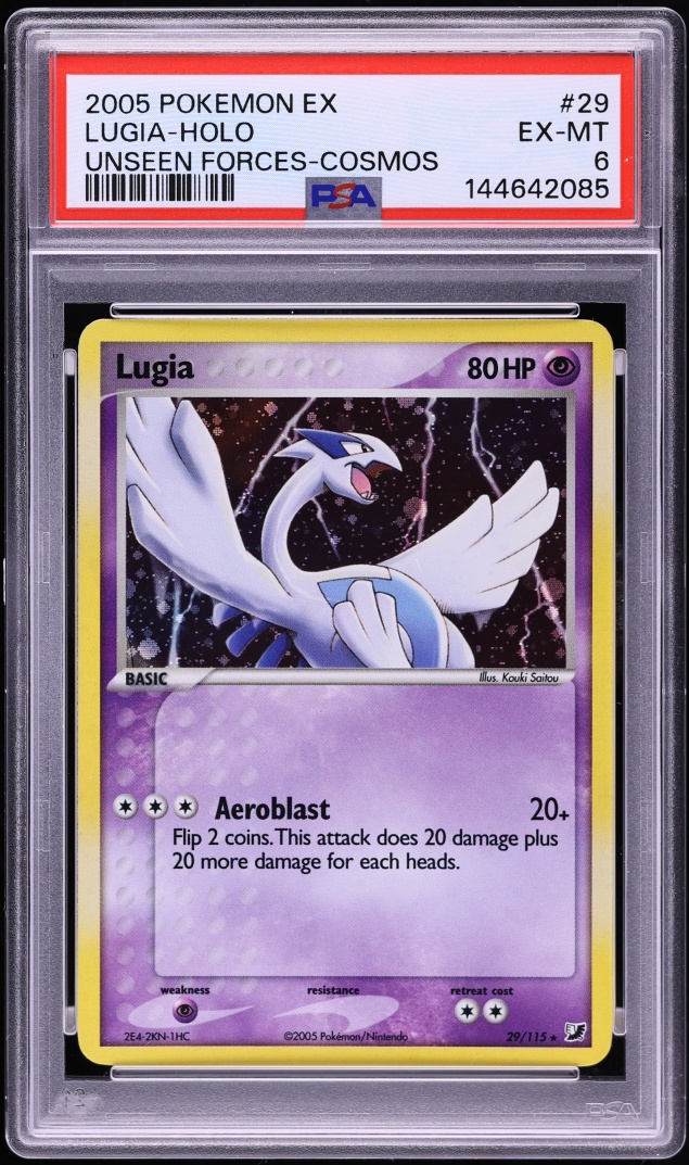 2005 Pokemon EX Unseen Forces Cosmos Holo Lugia #29 PSA 6 EXMT