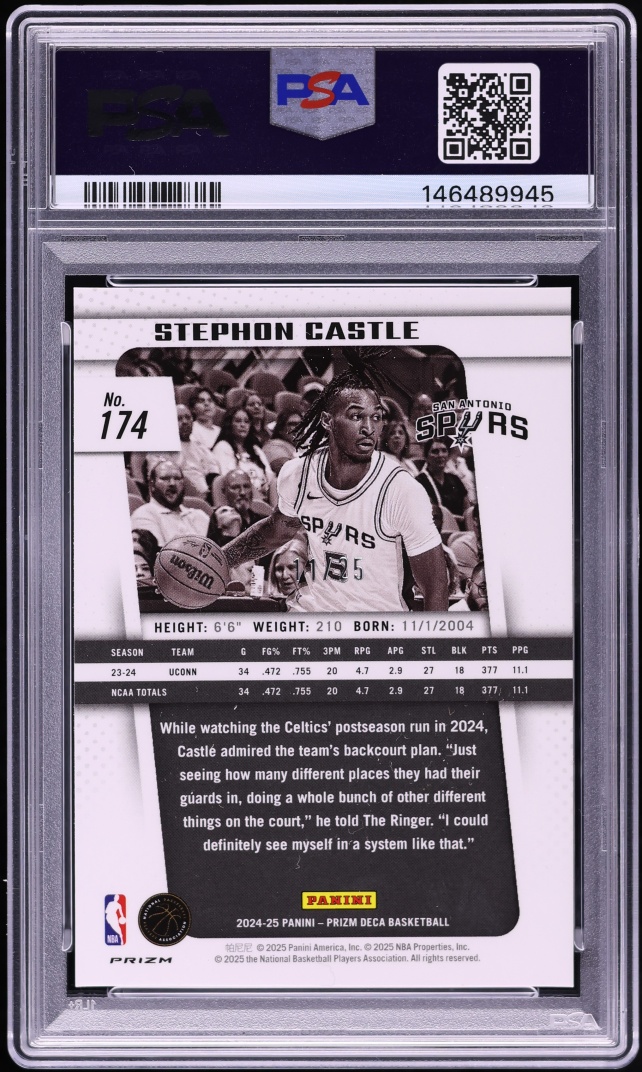2024 Panini Prizm Deca Mojo Stephon Castle ROOKIE /25 #174 PSA 10 GEM MINT