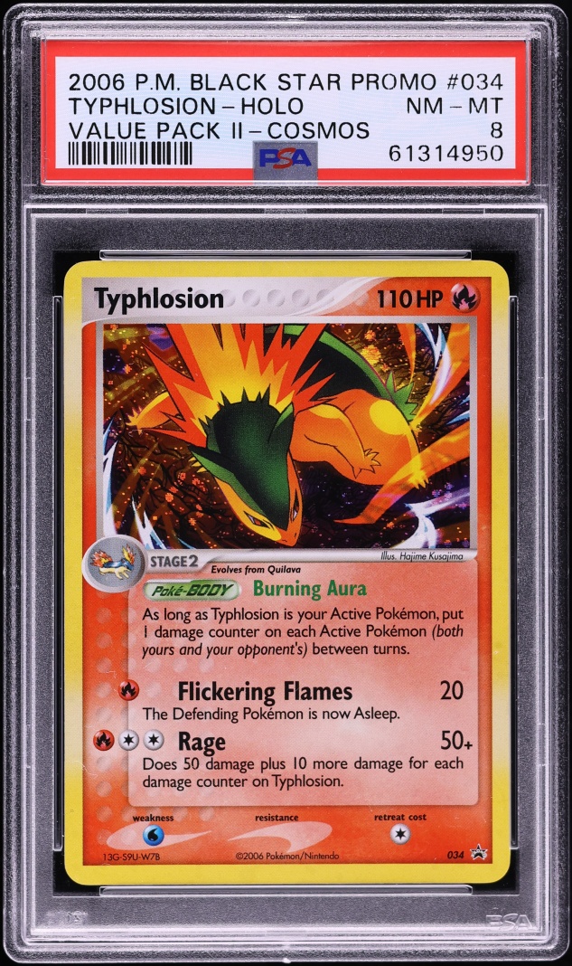 2006 Pokemon Black Star Promo Value Pack 2 Cosmos Holo Typhlosion #34 PSA 8 NM-MT