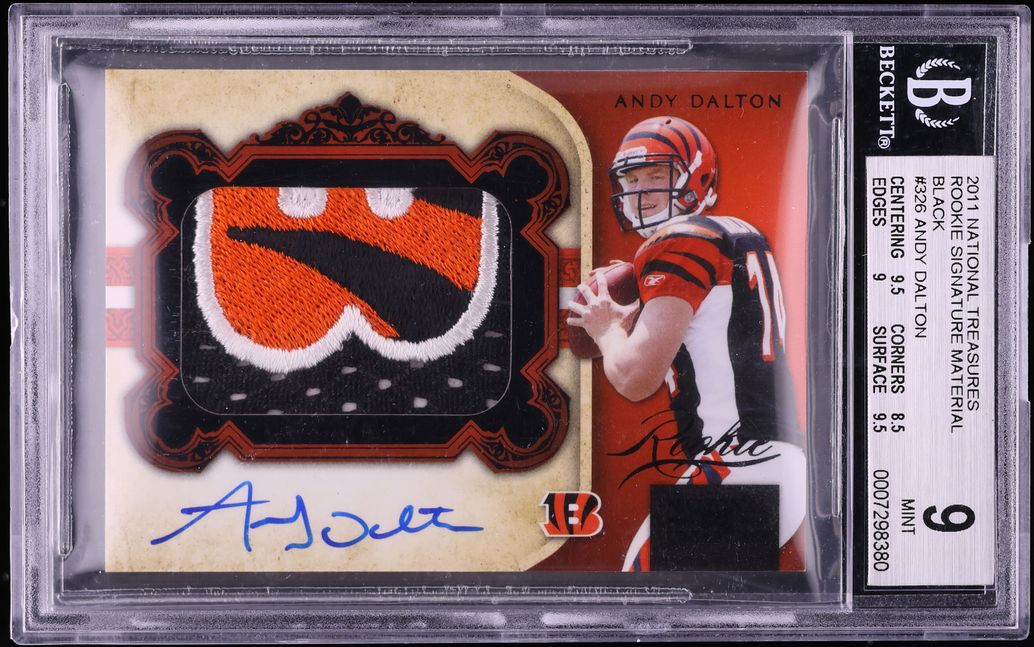 2011 Playoff National Treasures Black Andy Dalton ROOKIE PATCH AUTO /25 #326 BGS 9 MINT