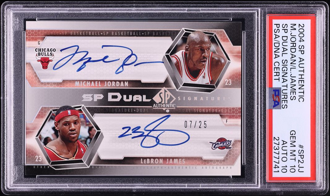 2004 SP Authentic Dual LeBron James & Michael Jordan AUTO DNA 10 /25 #SP2-JJ PSA 10 GEM MINT