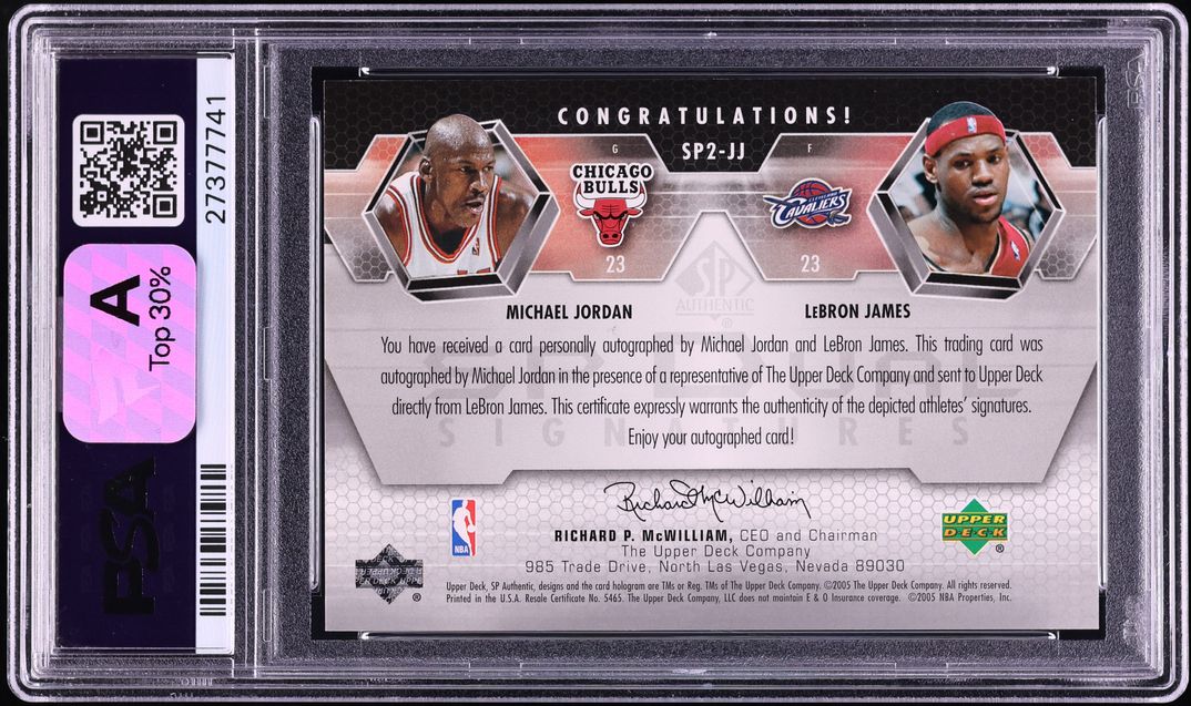 2004 SP Authentic Dual LeBron James & Michael Jordan AUTO DNA 10 /25 #SP2-JJ PSA 10 GEM MINT