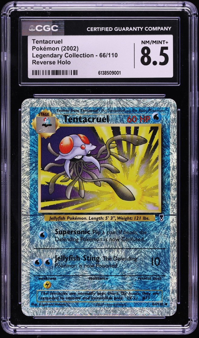 2002 Pokemon Legendary Collection Reverse Holo Tentacruel #66 CGC 8.5 NM-MT+