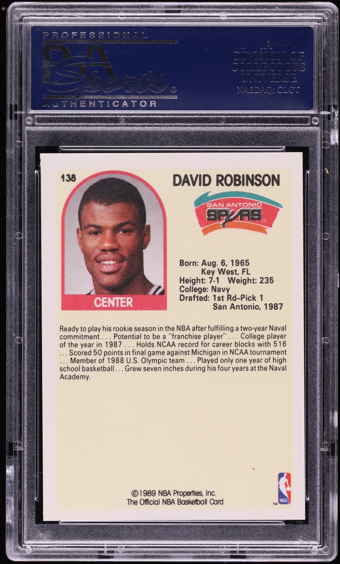 1989 Hoops David Robinson ROOKIE #138 PSA 9 MINT