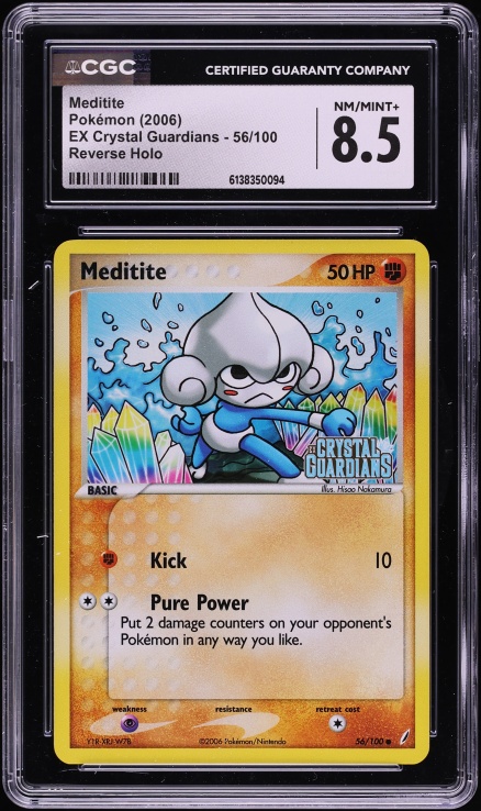 2006 Pokemon EX Crystal Guardians Reverse Holo Meditite #56 CGC 8.5 NM-MT+