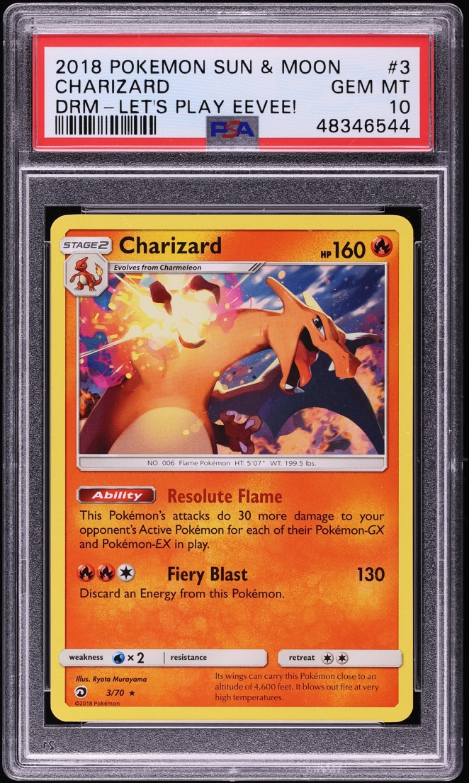 2018 Pokemon Sun & Moon Dragon Majesty Let's Play Eevee! Charizard #3 PSA 10 GEM MINT