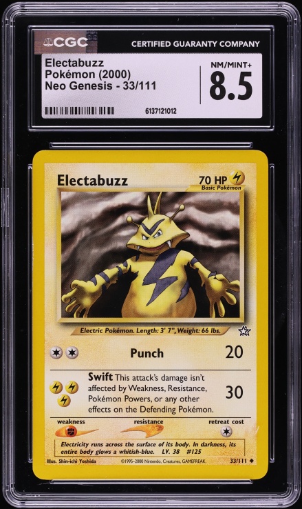 electabuzz pokemon card 1995 value Nintendo Pokemon Neo Genesis Uncommon Electabuzz #33 [1st Edition] [PSA 6]