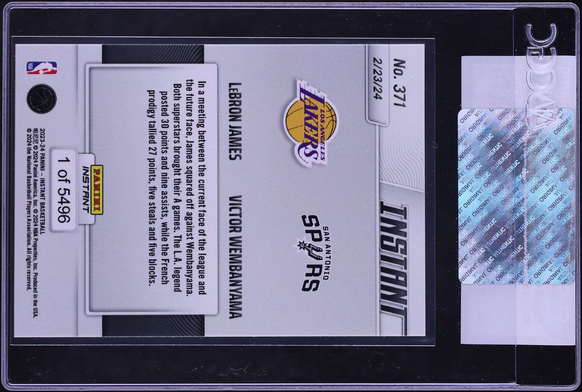 2023 Panini Instant LeBron James & Victor Wembanyama ROOKIE /5496 #371 CGC AUTH
