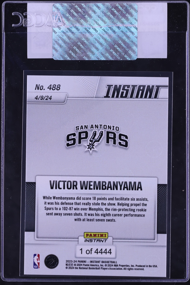 2023 Panini Instant Victor Wembanyama ROOKIE /4444 #488 CGC AUTH