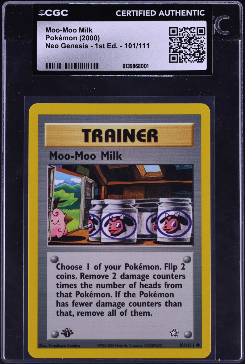 2000 Pokemon Neo Genesis 1st Edition Moo Moo Milk #101 CGC AUTH