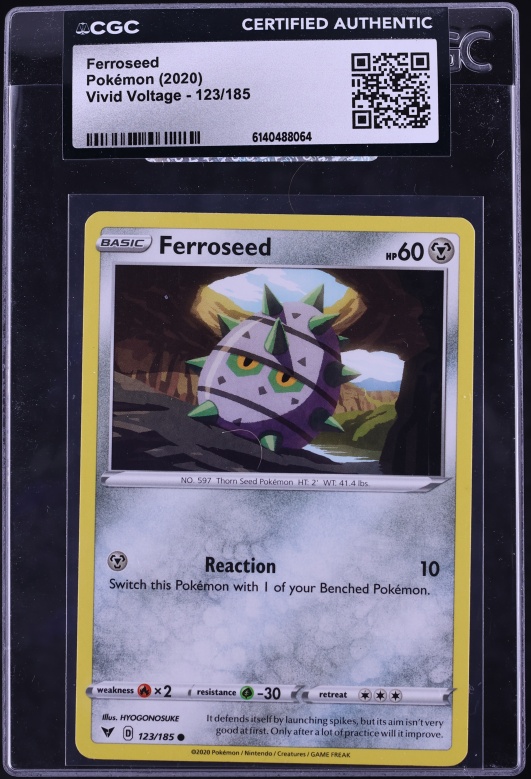 2020 Pokemon Sword & Shield Vivid Voltage Ferroseed #123 CGC AUTH