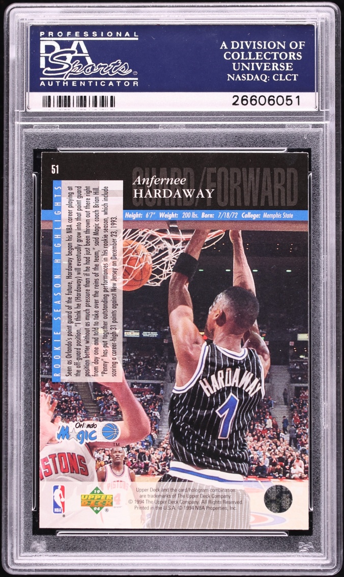 1993 Upper Deck SE Anfernee Hardaway ROOKIE #51 PSA 10 GEM MINT