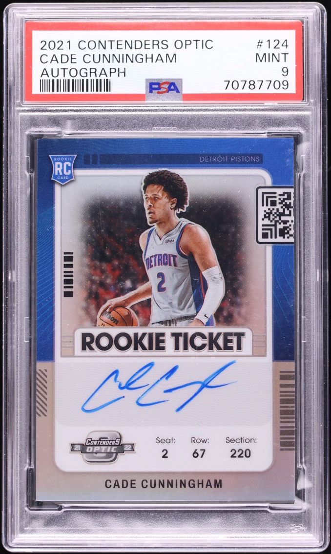 2021 Panini Contenders Optic Cade Cunningham ROOKIE AUTO #124 PSA 9 MINT