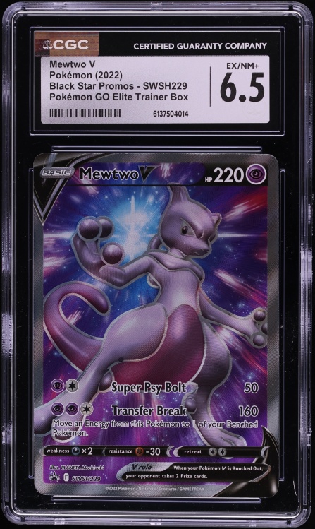 2022 Pokemon Sword & Shield Promo GO ETB Full Art Mewtwo V #229 CGC 6.5 EXMT+