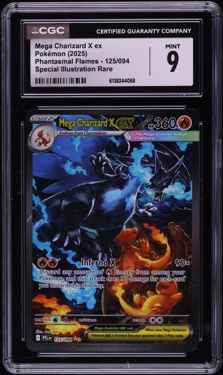 2025 Pokemon Mega Evolution Phantasmal Flames SIR Mega Charizard X Ex #125 CGC 9 MINT