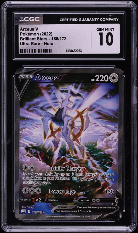 2022 Pokemon Sword & Shield Brilliant Stars Full Art Arceus V #166 CGC 10 GEM MINT