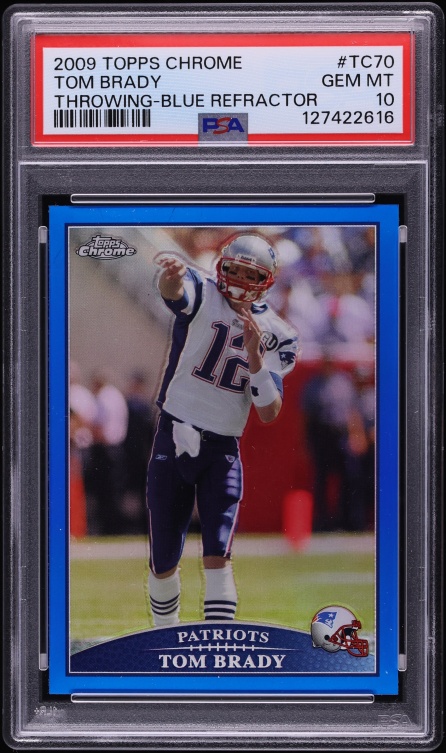 2009 Topps Chrome Blue Refractor Tom Brady #TC70 PSA 10 GEM MINT