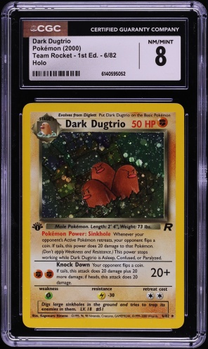 2000 Pokemon Team Rocket 1st Edition Holo Dark Dugtrio #6 CGC 8 NM-MT