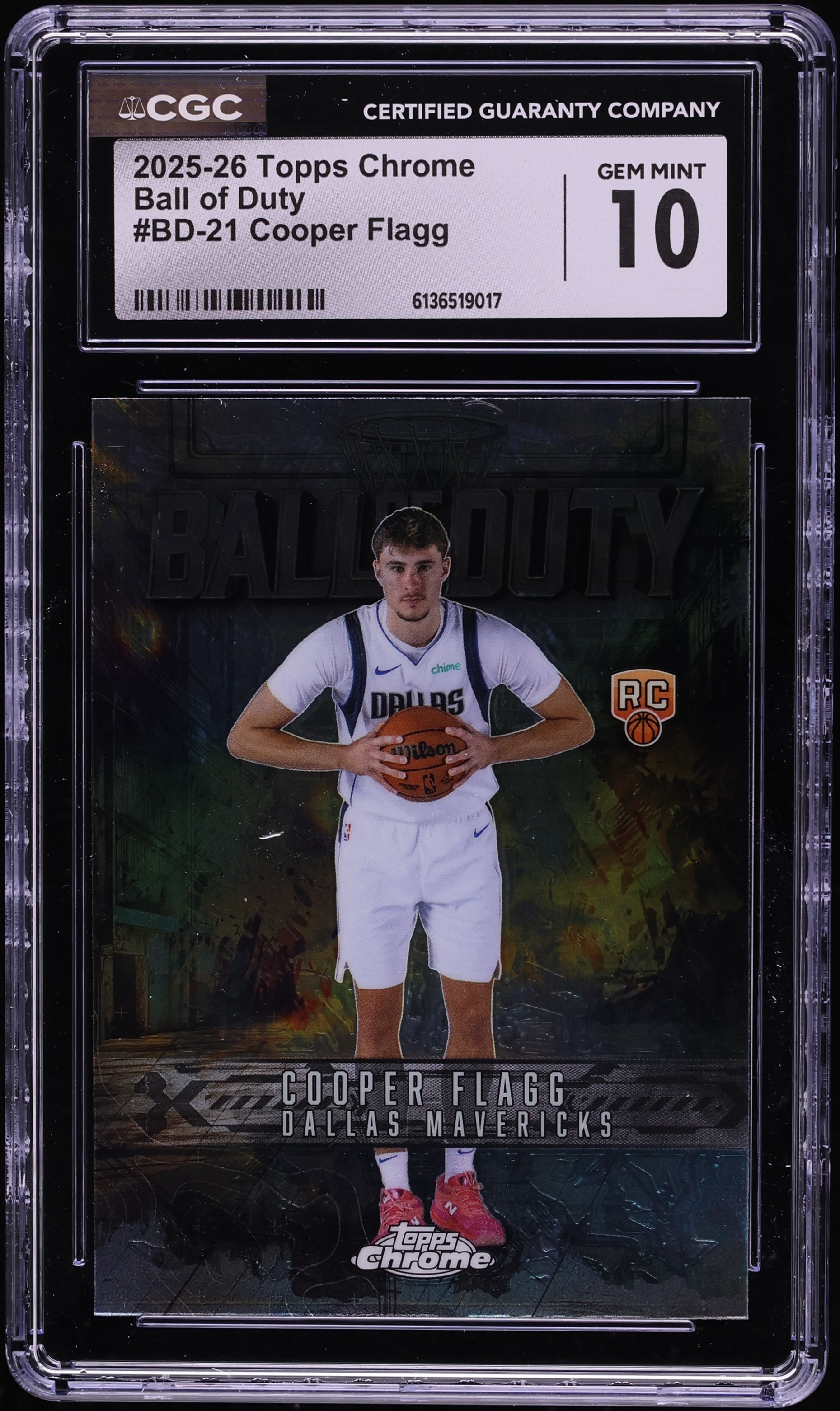 2025 Topps Chrome Ball Of Duty Cooper Flagg ROOKIE #BD-21 CGC 10 