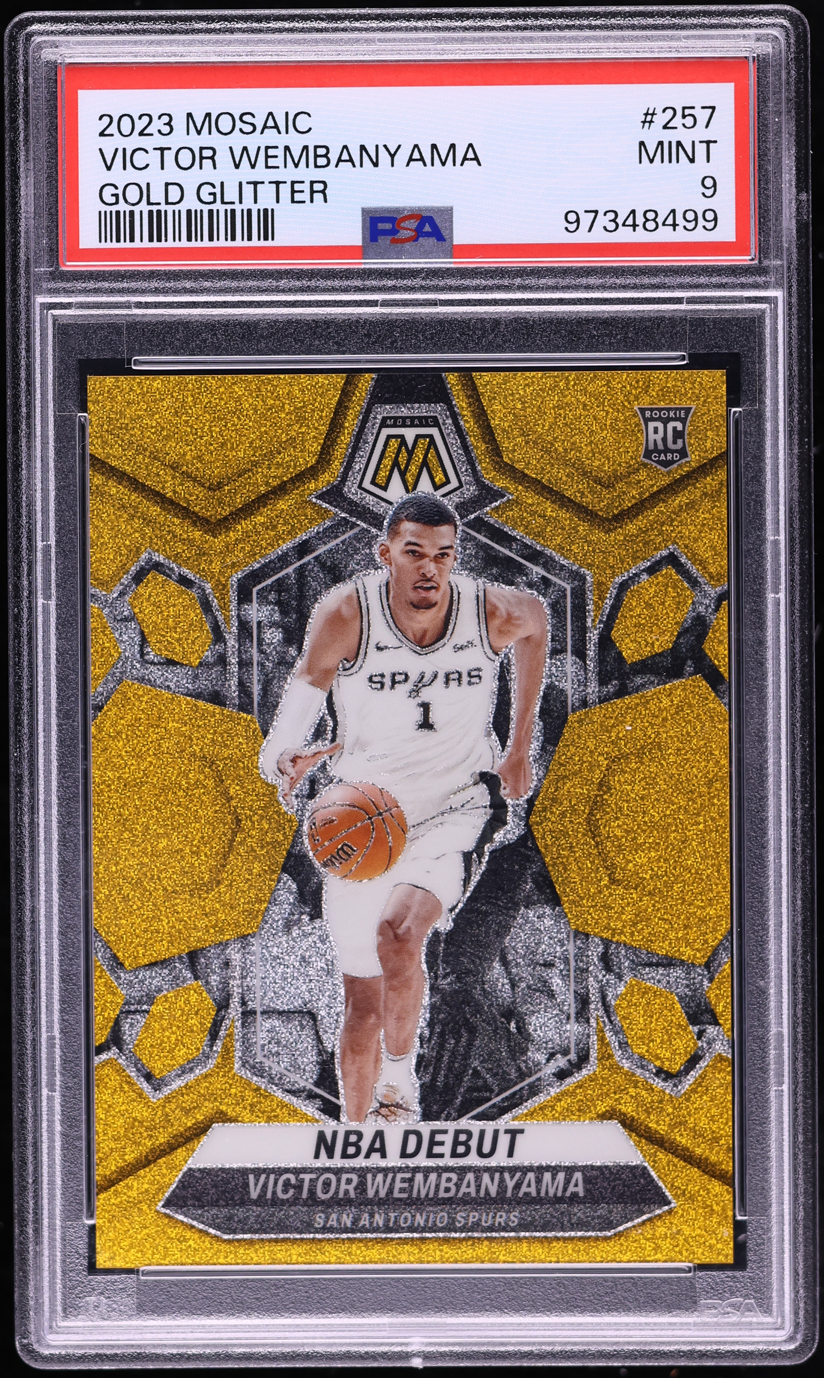 2023 Panini Mosaic Gold Glitter Victor Wembanyama ROOKIE /5 #257