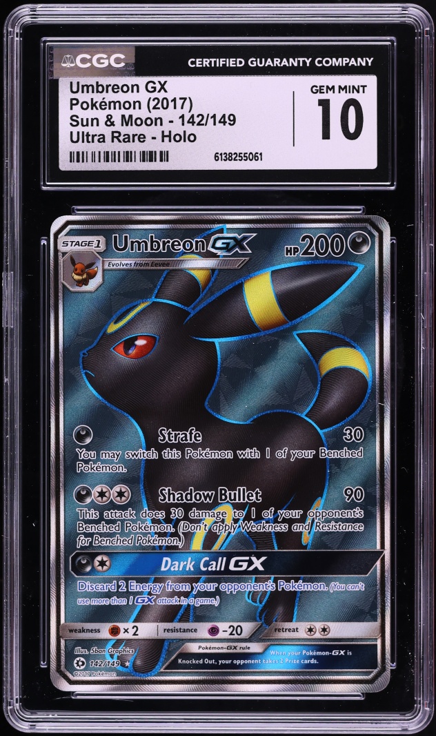 2017 Pokemon Sun & Moon Full Art Umbreon GX #142 CGC 10 GEM MINT