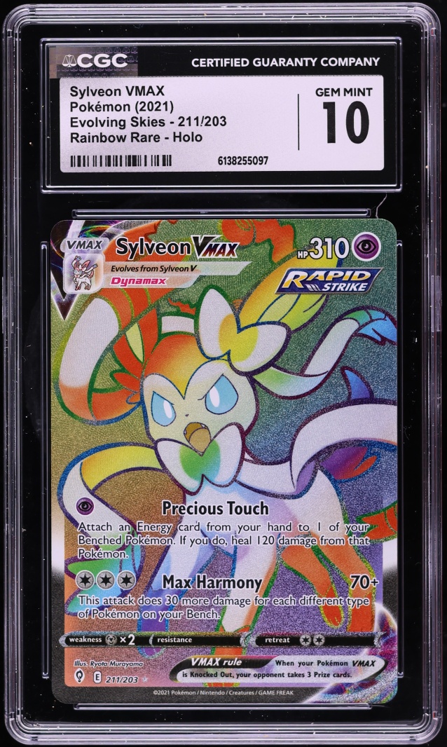 2021 Pokemon Sword & Shield Evolving Skies Rainbow Rare Sylveon VMAX #211 CGC 10 GEM MINT