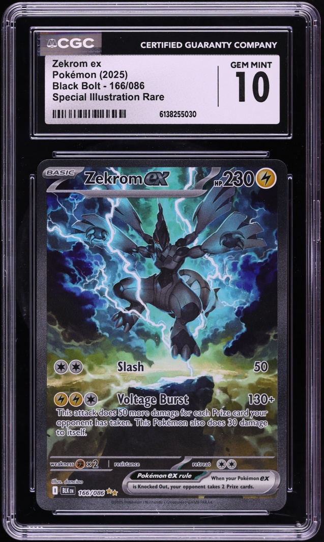 2025 Pokemon Scarlet & Violet Black Bolt SIR Zekrom EX #166 CGC 10 GEM MINT