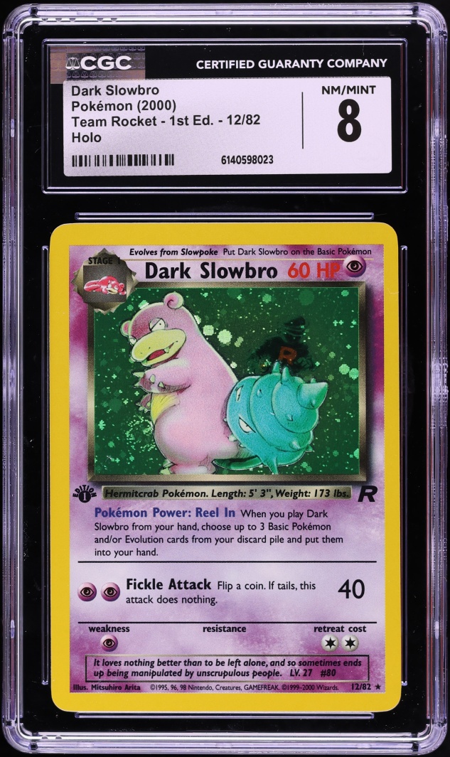 2000 Pokemon Team Rocket 1st Edition Holo Dark Slowbro #12 CGC 8 NM-MT