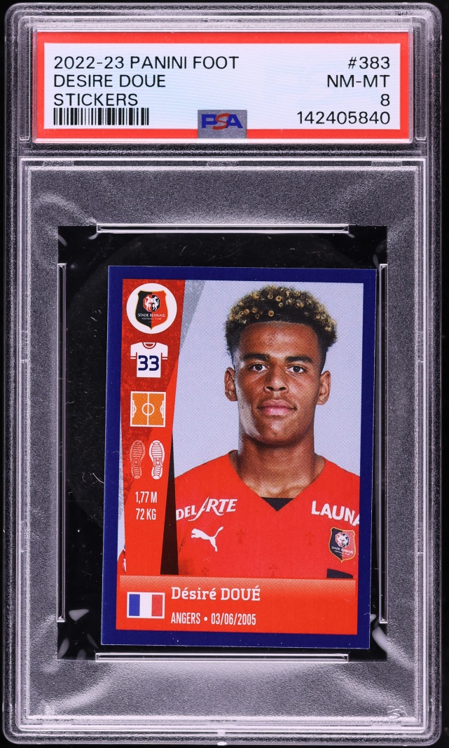 2022 Panini Foot Stickers Desire Doue ROOKIE #383 PSA 8 NM-MT