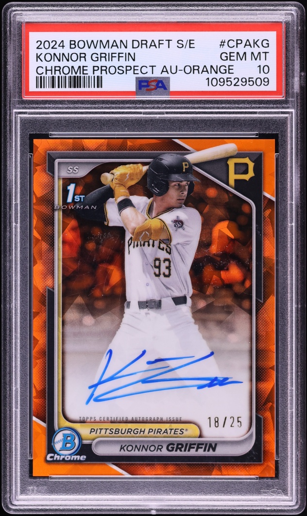 2024 Bowman Chrome Sapphire Orange Konnor Griffin PROSPECT AUTO /25 #CPAKG PSA 10 GEM MINT