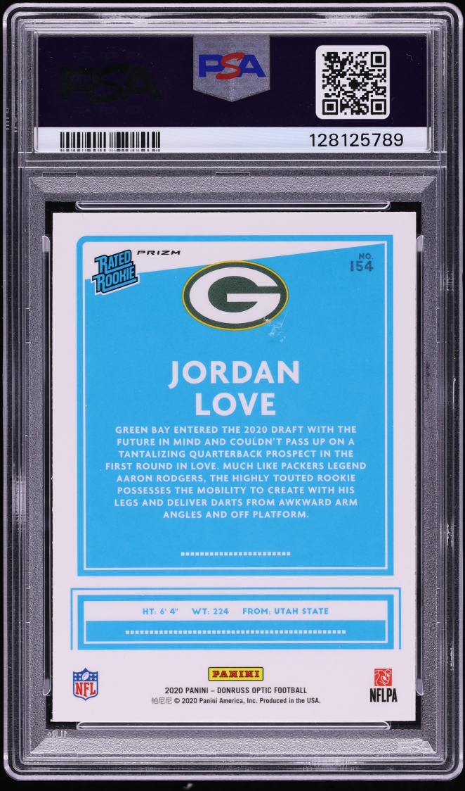 2020 Donruss Optic Holo Jordan Love ROOKIE #154 PSA 10 GEM MINT