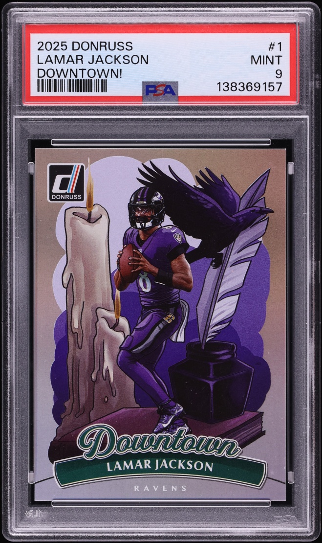 2025 Donruss Downtown Lamar Jackson #1 PSA 9 MINT