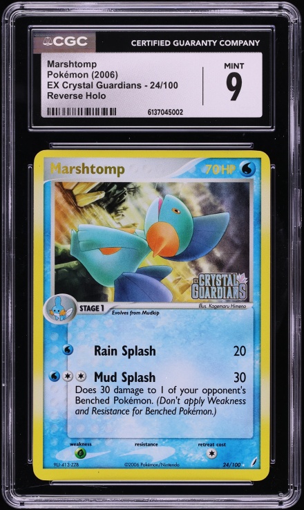 2006 Pokemon EX Crystal Guardians Reverse Holo Marshtomp #24 CGC 9 MINT