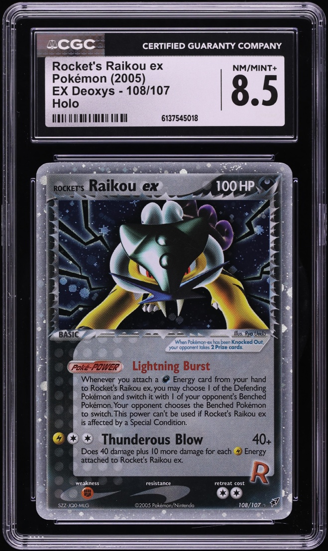 2005 Pokemon EX Deoxys Holo Rocket's Raikou ex #108 CGC 8.5 NM-MT+